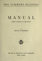 Cover of: Manual: first lessons in reading