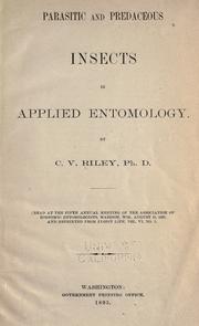 Cover of: Parasitic and predaceous insects in applied entomology. by Charles V. Riley
