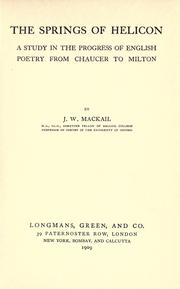 Cover of: The springs of Helicon by J. W. Mackail
