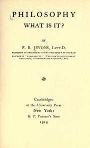 Cover of: Philosophy: what is it? by F. B. Jevons