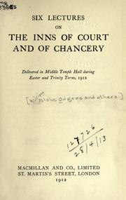 Cover of Six lectures on the Inns of Court and of Chancery