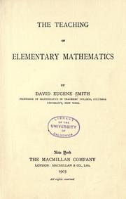 Cover of: The teaching of elementary mathematics by David Eugene Smith