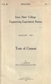 Cover of: Tests of cement