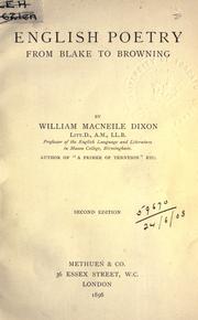 Cover of: English poetry from Blake to Browning. by Dixon, William Macneile, Dixon, William Macneile