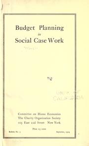 Cover of: Budget planning in social case work.