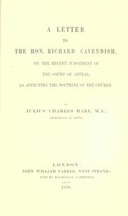 A letter to the Hon. Richard Cavendish by Julius Charles Hare
