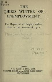 Cover of: The third winter of unemployment by [by John Jacob Astor, A.L. Bowley and others]