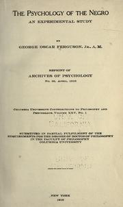 Cover of: The psychology of the Negro: an experimental study