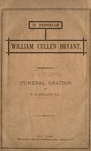 Cover of: In memoriam William Cullen Bryant: funeral oration