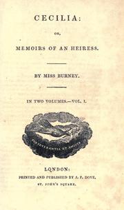 Cover of: Cecilia: or, Memoirs of an heiress