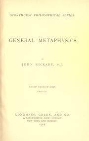 Cover of: General metaphysics by John Rickaby