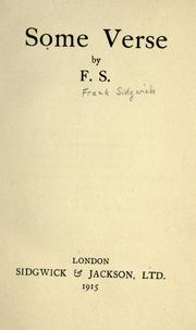Cover of: Some verse by Frank Sidgwick