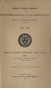 Cover of: Index to recent reference lists. by William Coolidge Lane