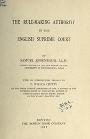Cover of: rule-making authority in the English Supreme court