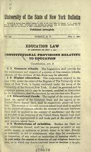 Cover of: Education law as amended to July 1, 1921 ... by New York (State).