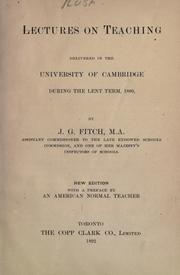 Lectures on teaching by Joshua Girling Fitch