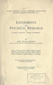 Cover of: Experiments in psychical research at Leland Stanford junior university by John Edgar Coover