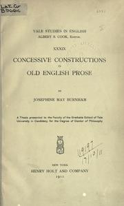 Cover of: Concessive constructions in Old English prose