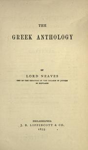 Cover of: Greek Anthology