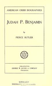 Judah P. Benjamin by Butler, Pierce