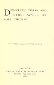 Cover of: Democratic vistas by Walt Whitman