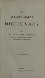 Cover of: An English-Malay dictionary by W. G. Shellabear