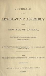 Cover of: Journals of the Legislative Assembly of the Province of Ontario. by Ontario. Legislative Assembly., Ontario. Legislative Assembly.