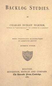 Cover of: Backlog studies by Charles Dudley Warner, Charles Dudley Warner