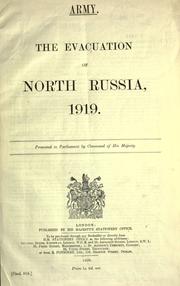 Cover of: Army.: The Evacuation of North Russia, 1919