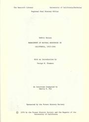 Cover of: Management of natural resources in California, 1925-1966