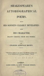 Cover of: Shakespeare's autobiographical poems. by Charles Armitage Brown
