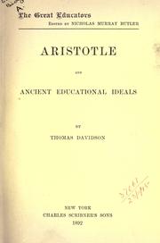 Cover of: Aristotle and ancient educational ideals. by Thomas Davidson