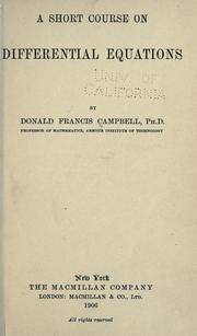 Cover of: A short course on differential equations. by Donald Francis Campbell