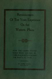 Cover of: Reminiscences of ten years experience on the western plains by James Brice
