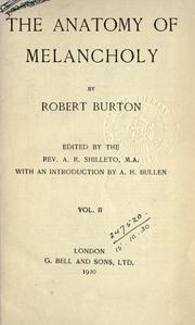 Cover of: The anatomy of melancholy. by Robert Burton