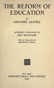 Cover of: The reform of education by Giovanni Gentile