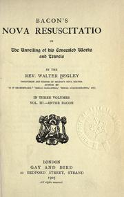 Cover of: Bacon's Nova resuscitatio by Begley, Walter
