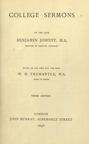 College sermons by Benjamin Jowett