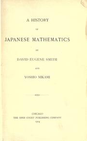 Cover of: A history of Japanese mathematics by David Eugene Smith