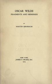 Cover of: Oscar Wilde by Birnbaum, Martin