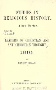 Nouvelles études d'histoire religieuse. by Ernest Renan