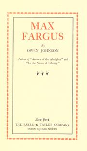 Cover of: Max Fargus by Owen Johnson
