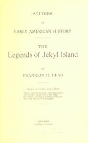 Cover of: Studies in early American history: the legends of Jekyl Island