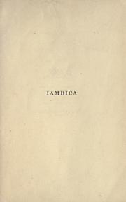 Cover of: Iambica: an English-Greek and Greek-English vocabulary for writers of Iambic verse.