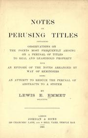 Notes on perusing titles by Lewis E. Emmet