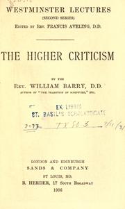 Cover of: The Higher criticism.