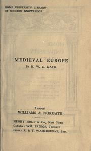 Cover of: Medieval Europe. by H. W. Carless Davis, H. W. Carless Davis