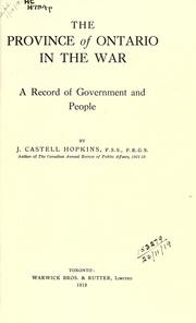 Cover of: province of Ontario in the war: a record of government and people.