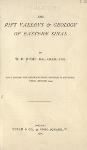 Cover of: The rift valleys & geology of Eastern Sinai. by Hume, W. F.