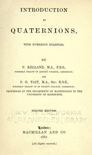 Cover of: Introduction to quaternions by Philip Kelland, Philip Kelland